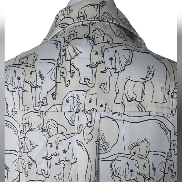Zara Oversized Elephant Print Shirt Size M Satin Blouse White & Ivory BNWOT - Picture 7 of 8